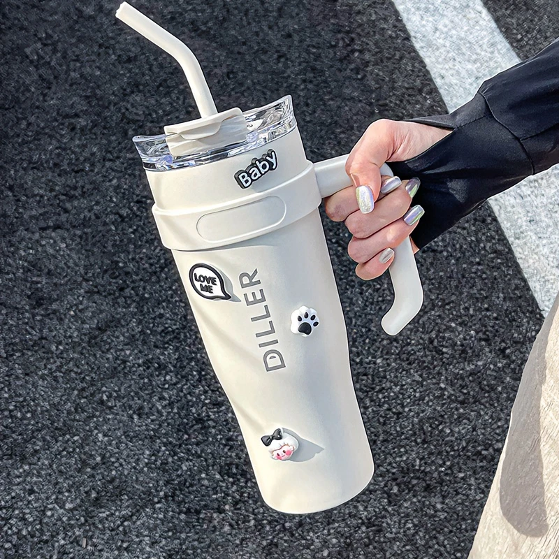 冰霸杯大容量水杯女生高颜值保温杯办公室吸管杯子夏日保冷杯男士