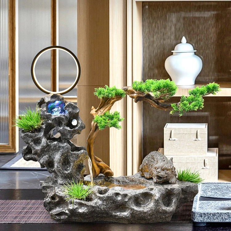 创意流水喷泉招财办公客厅貔貅假山家居桌面装饰鱼缸开业送礼摆件