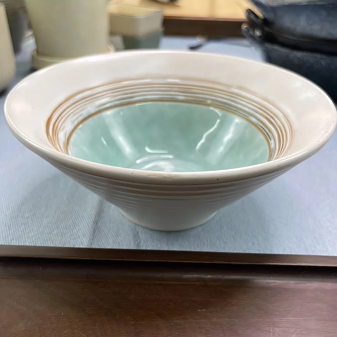 dy192绿墨7寸喇叭面碗一个 （17*17*6.5cm）外螺纹陶瓷碗大汤碗面碗