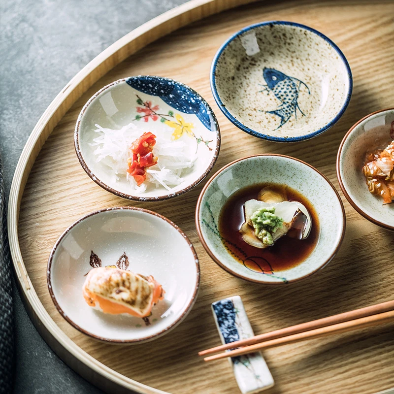 日式陶瓷调味碟酱油碟 家用小吃碟蘸料碟酱料碟醋碟创意圆形碟子