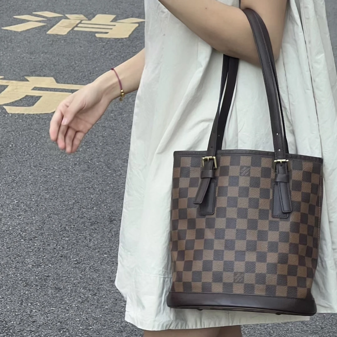 95新 LouisVuitton/路易威登 LV棋盘格子母小水桶 成色以直播为准