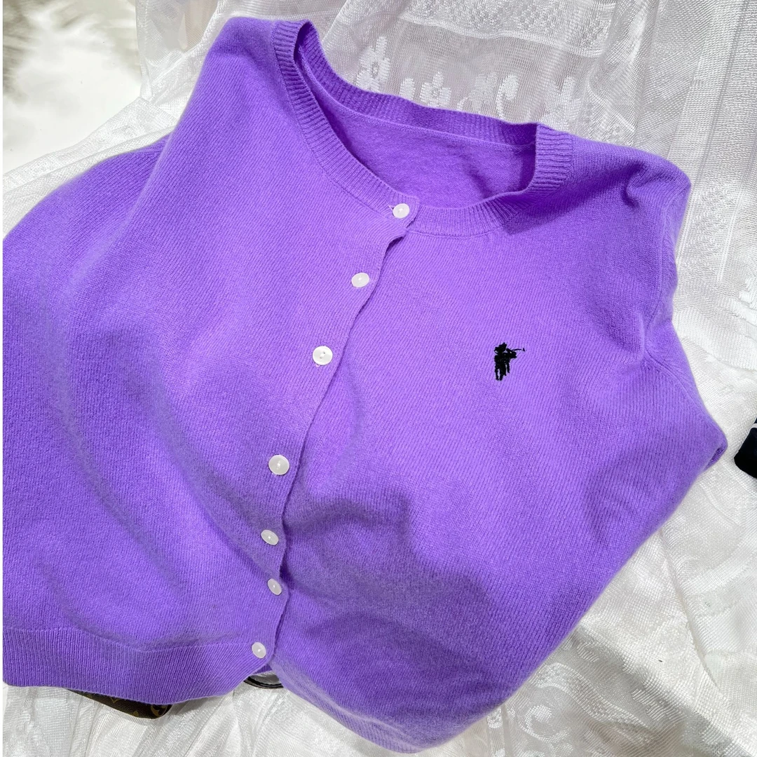 百分百纯羊毛衫小马刺绣圆领开衫宽松显瘦休闲百搭气质针织外套女