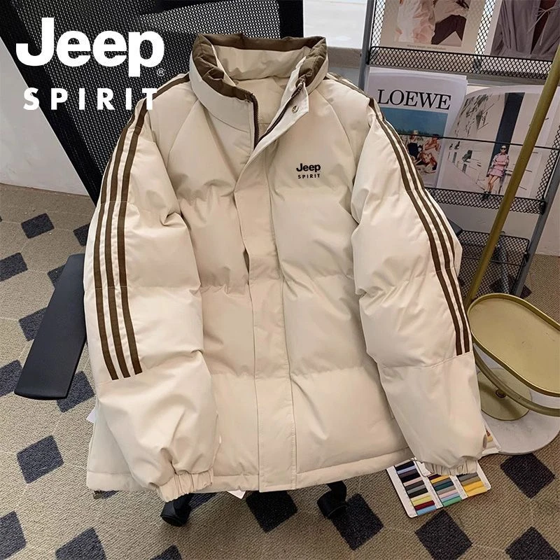 JEEP吉普冬季宽松立领加厚保暖棉衣青少年学生潮流百搭面包服棉袄