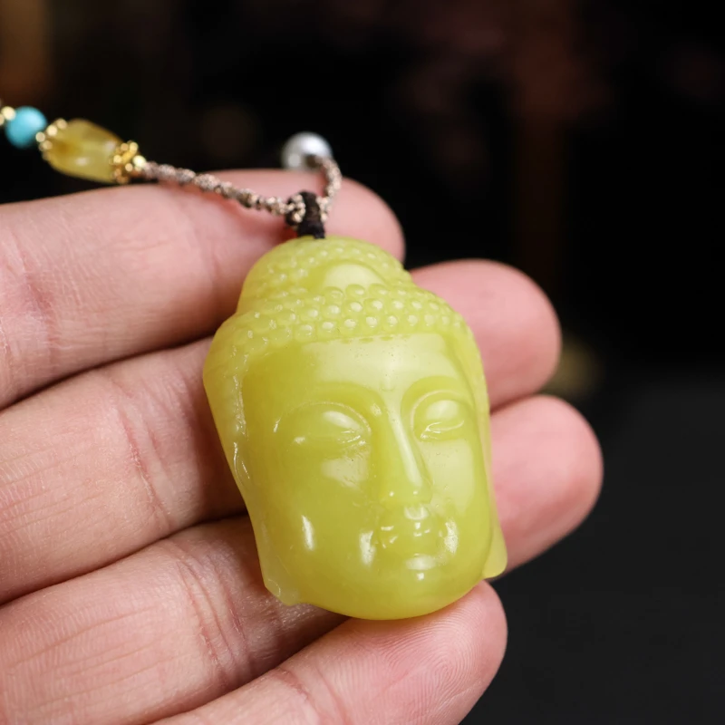 天然国玉精品岫岩玉佛头吊坠一物一证包退换