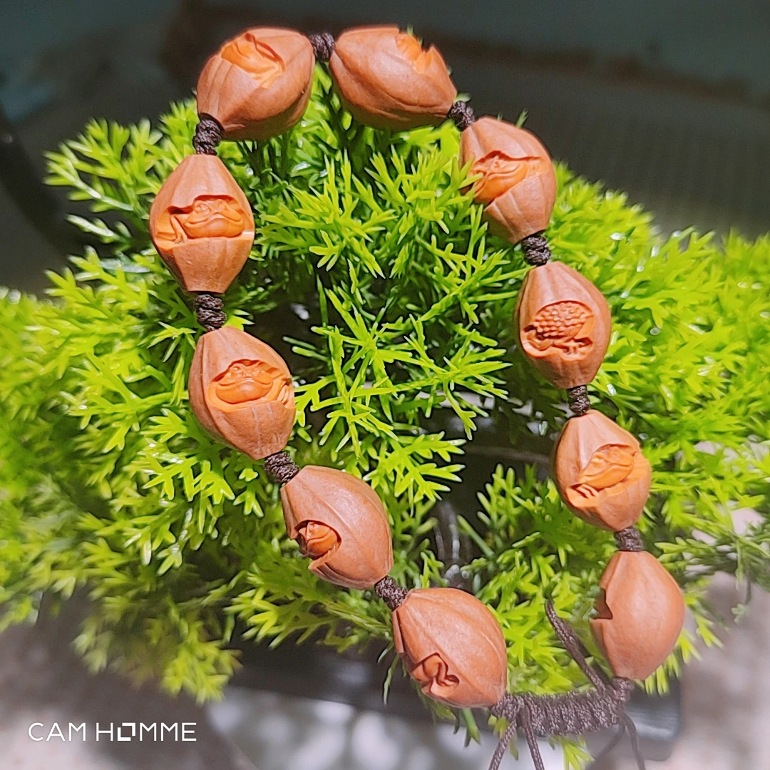 精品核雕纯手工雕刻橄榄核雕手串呱呱来财男女款招财手链文玩手链