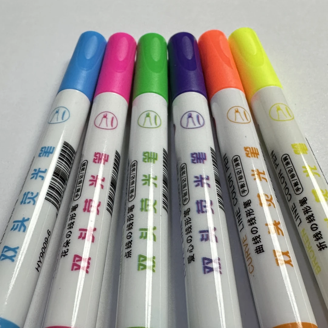 手账专用双头荧光笔花边9009