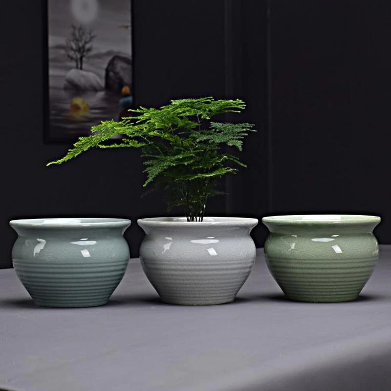 简约家用绿萝植物多肉文竹花盆透气大号蝴蝶兰专用盆陶瓷花卉器皿