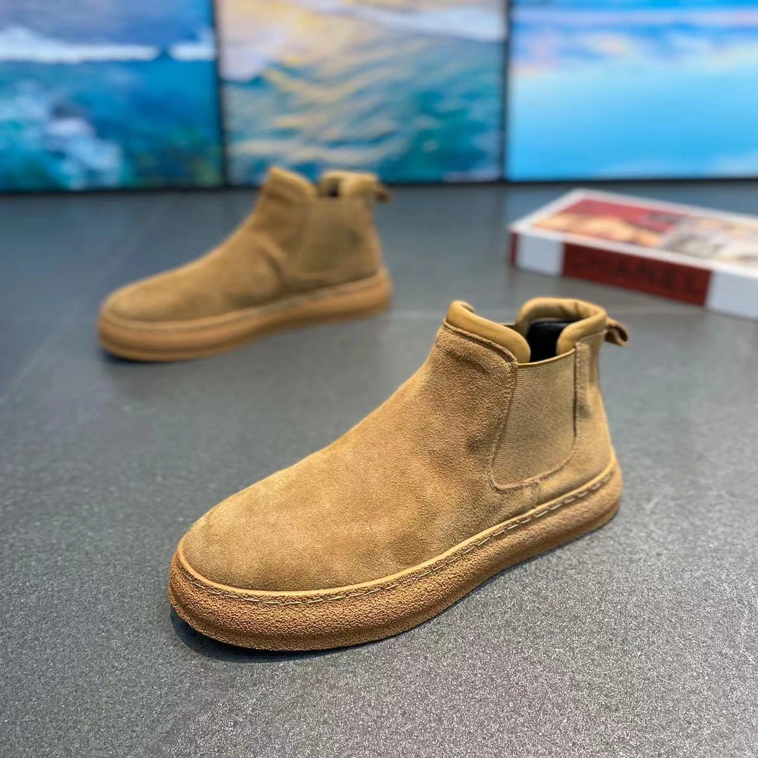 马丁靴男秋冬高筒英伦风工装鞋中筒皮鞋靴鞋子潮鞋翻毛皮男鞋时尚