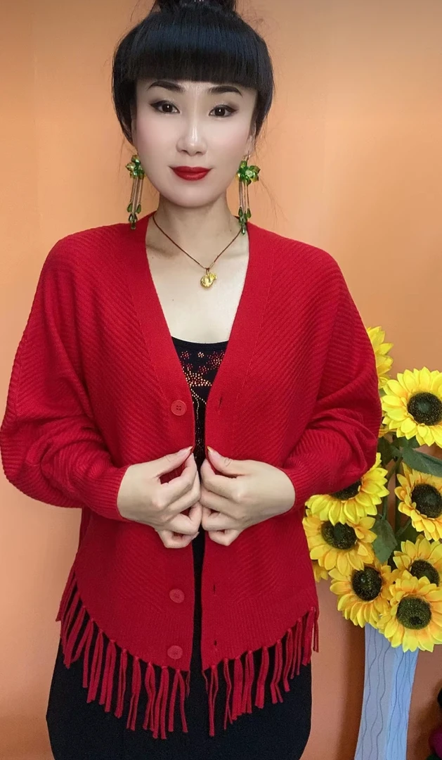 时尚百搭上衣开衫女装2024春秋新款宽松针织衫流苏披肩外套潮流女