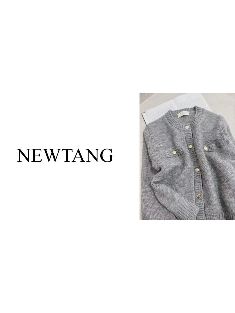 【韩国灰】加厚粗针时尚上衣减龄毛衣外套针织开衫