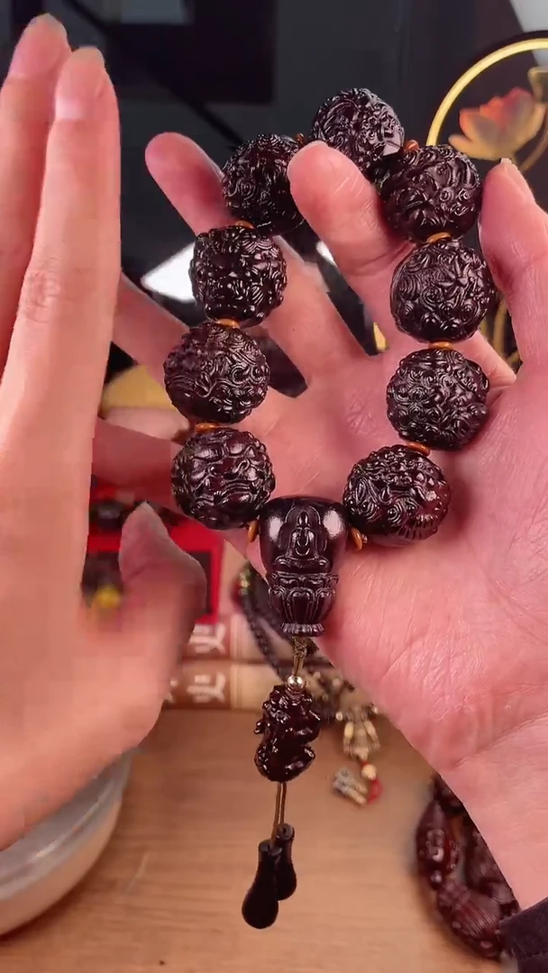 【闪购商品】大叶紫檀（黑酸枝木类）手串/手链山海经