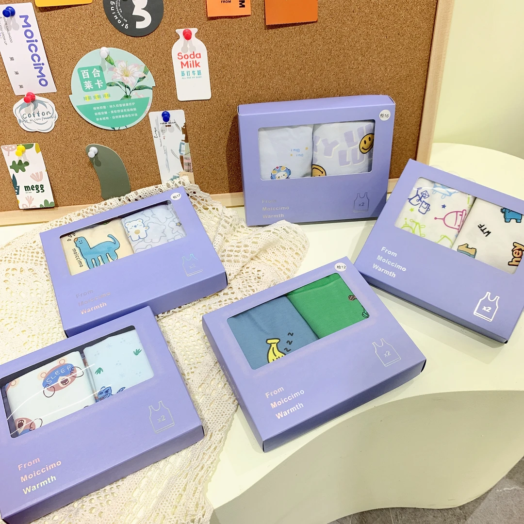 3102洹彩四季款儿童背心一盒两件装卡通背心