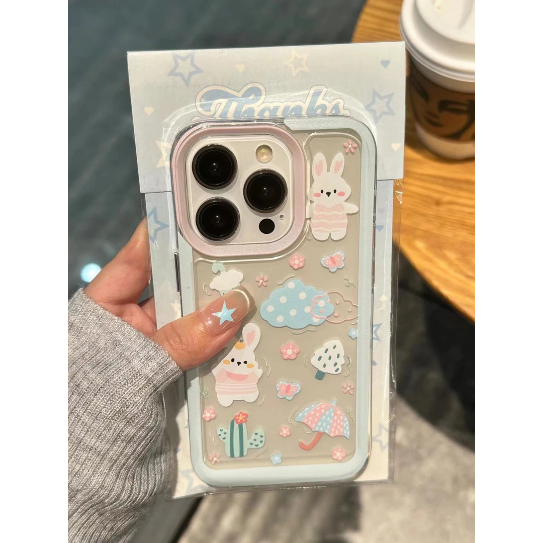 兔子花朵适用苹果13/15手机壳iPhone14promax防摔12/11卡通xr可爱