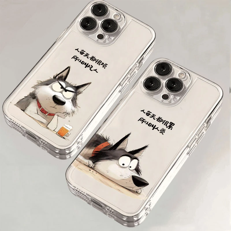 趣味小狗文字适用于苹果iPhone15/14promax华为手机壳13软12太空x
