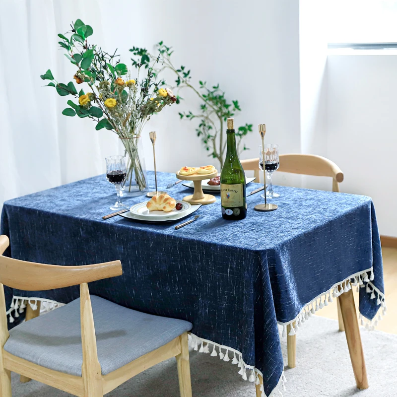 家用轻奢简约桌布纯色长方形棉麻餐桌布小清新田园风高级感ins