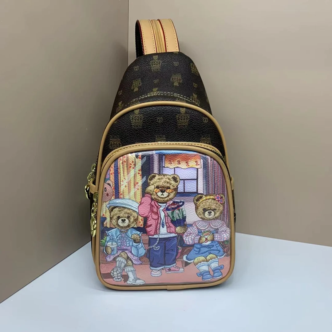 DICK BEAR/迪克熊9036皇冠咖全家福新款百搭时尚多功能双肩背包