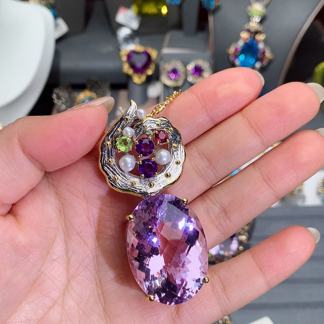 【闪购商品】水晶颈饰银S925镶嵌笑**湖
