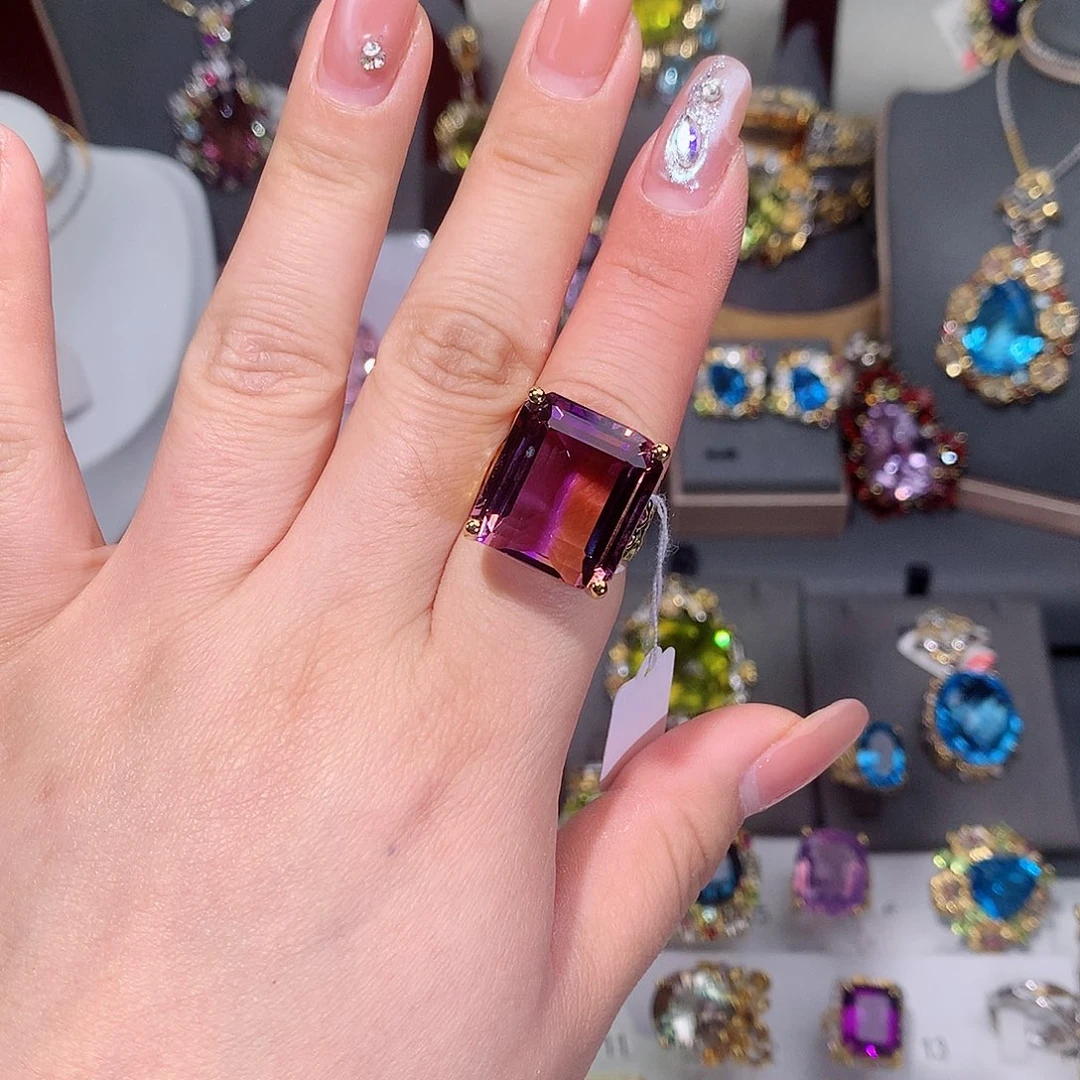 水晶戒指银S925镶嵌戒指