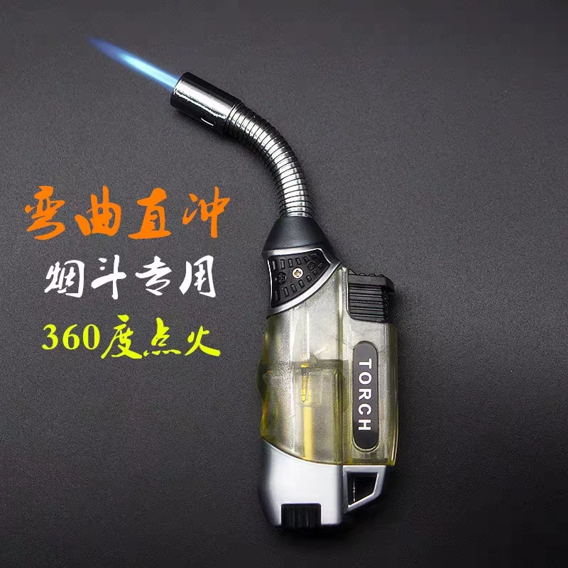 淘不淘器创意防风可弯曲充气打火机雪茄艾灸点香烧烤焊直冲高温