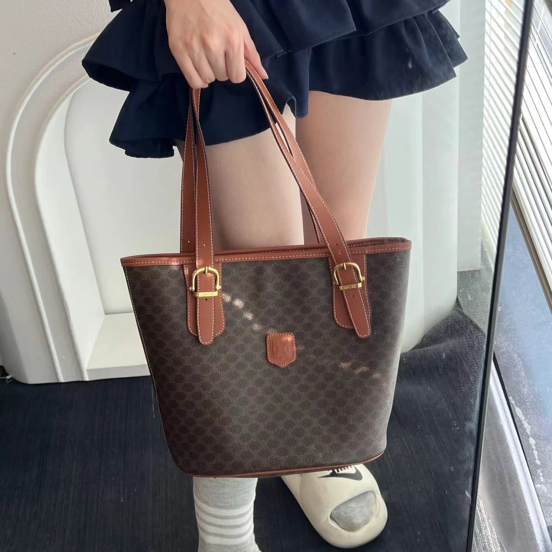 95新 Celine/思琳 小花菜篮子单肩包