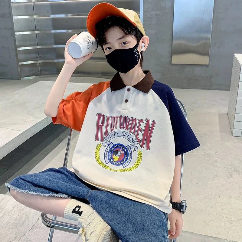 男童POLO衫夏季新款儿童短袖T恤中大童撞色百搭上衣帅气百搭款