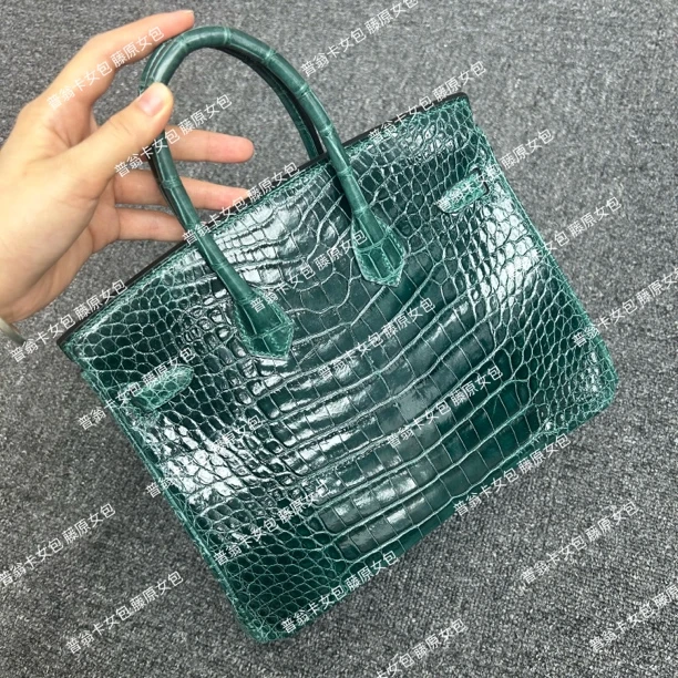 25cm女士包包 鳄鱼皮女包藤原女包普翁卡女包手工手缝女包