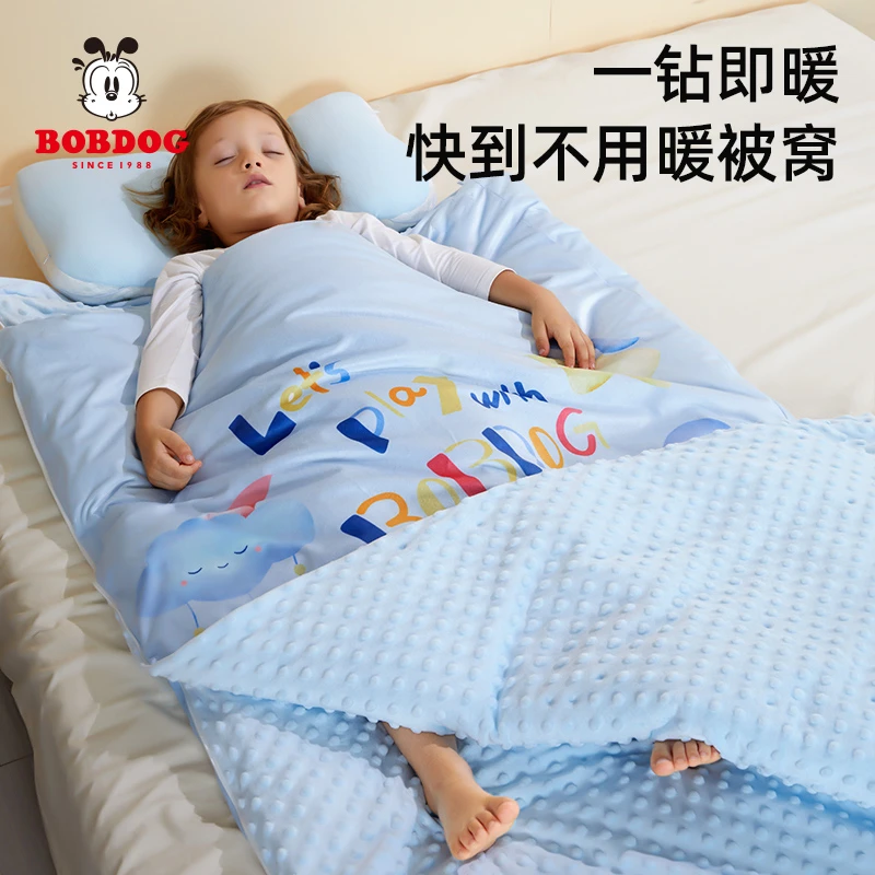 巴布豆儿童睡袋秋冬款婴儿睡袋宝宝防踢被子两用神器冬季加厚防寒