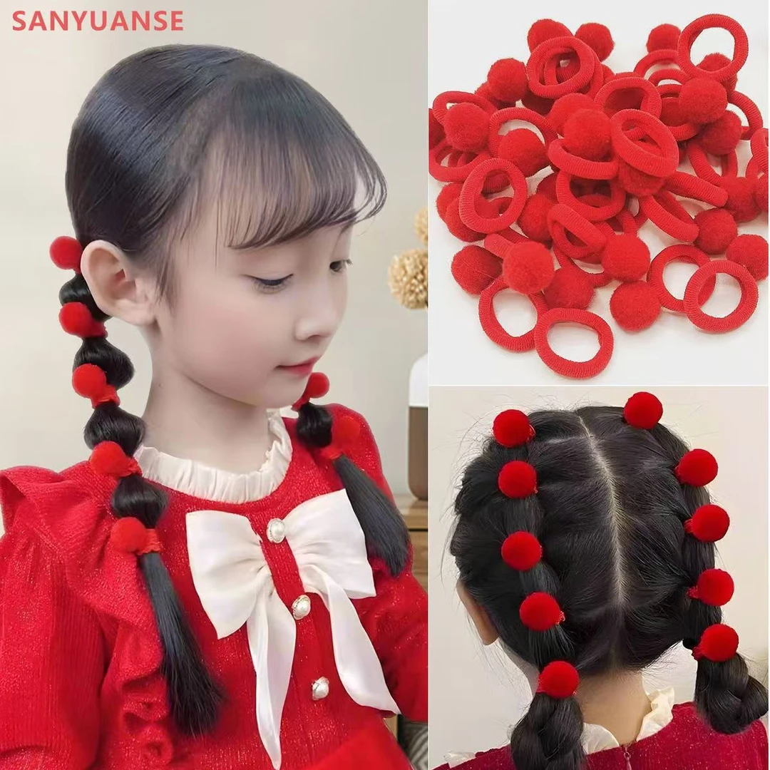 毛球拇指发圈可爱橡皮筋女童扎啾啾不伤发小号头绳幼儿园头饰皮筋