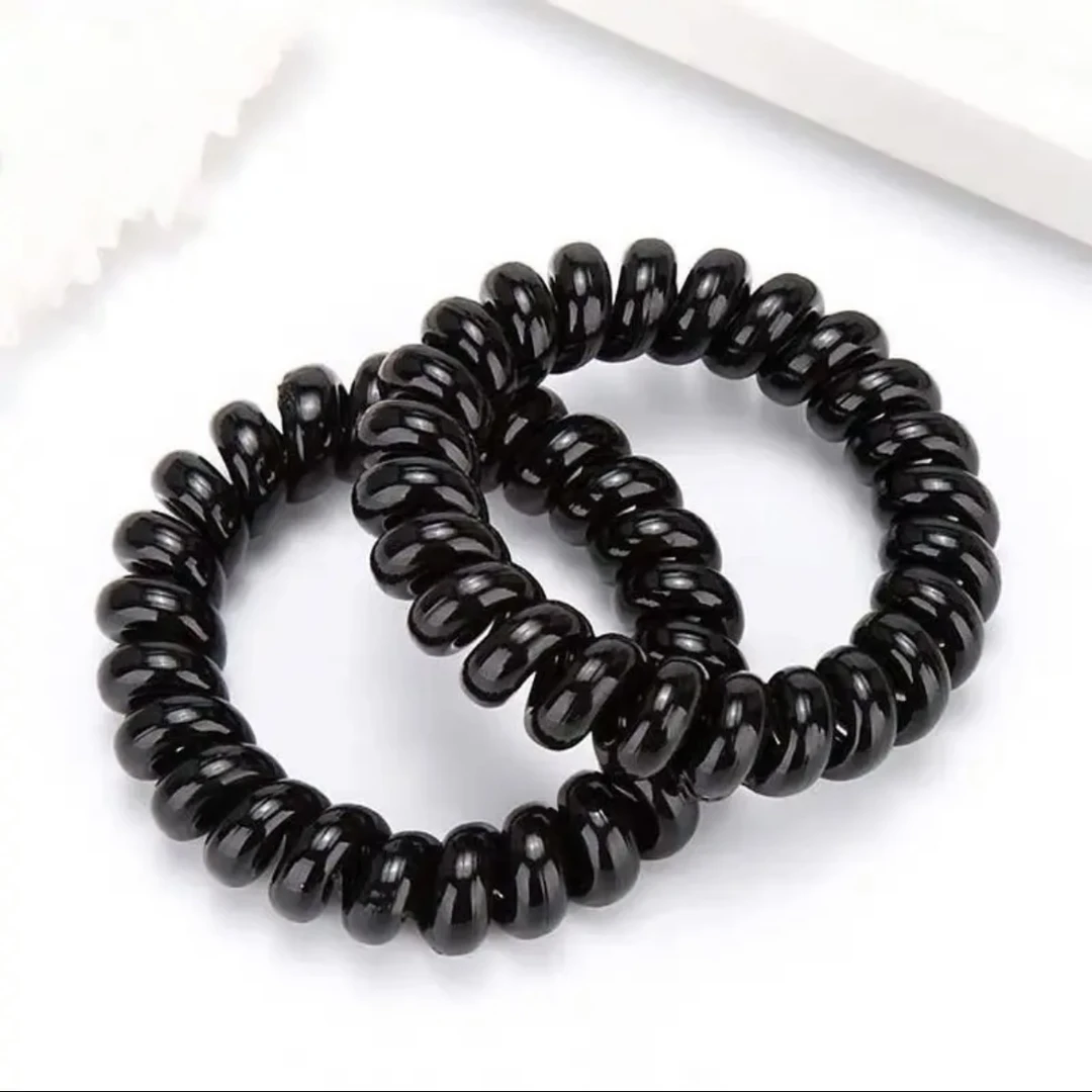 硅胶发饰黑色电话线发圈大号粗款韩版简约电话圈头绳扎头发绳无痕