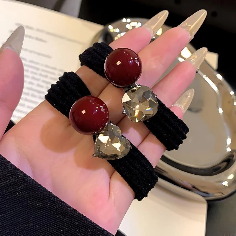 高级感珠珠闪钻发圈女网红爆款新款气质丸子头扎头发绳高弹力头绳