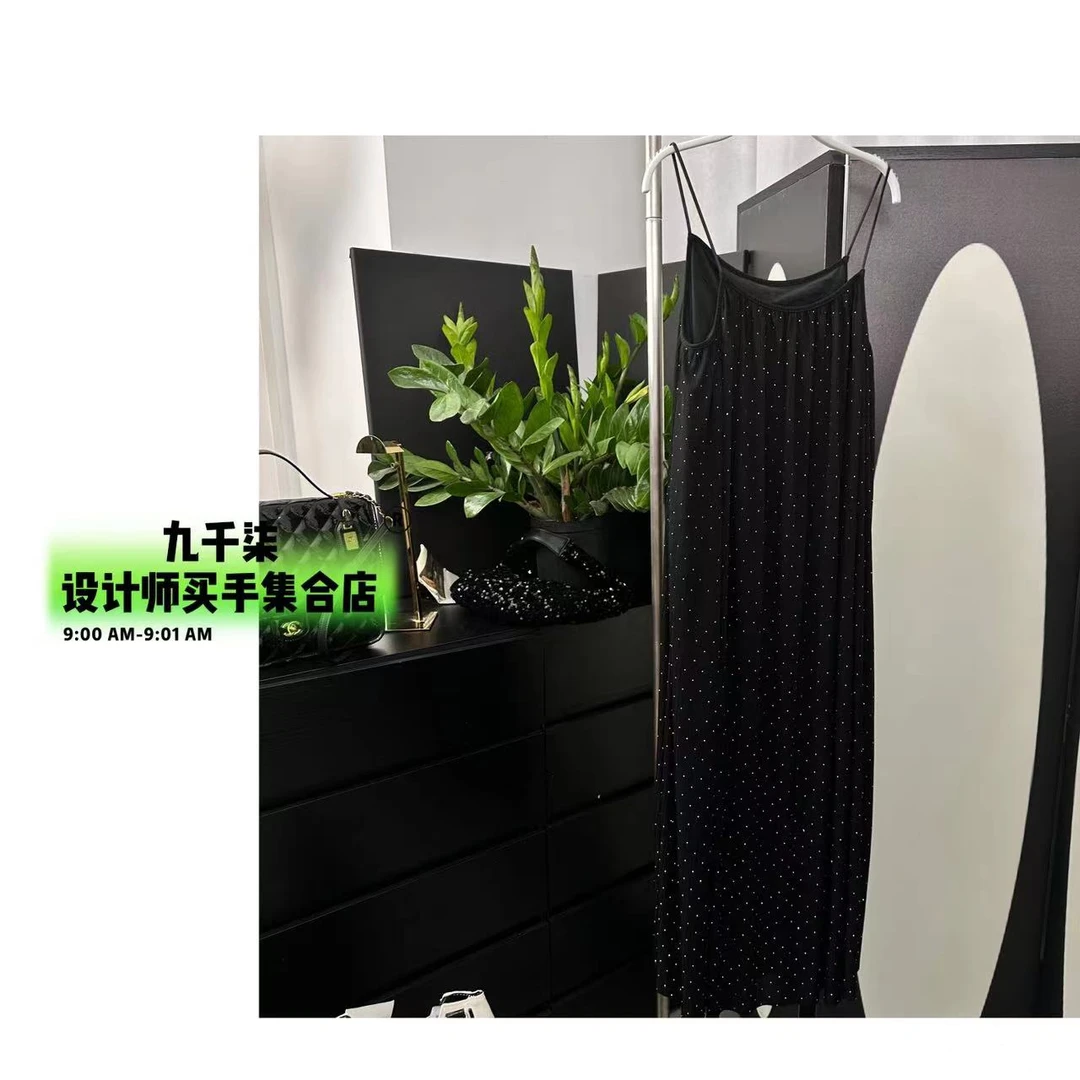 （金金）南油千褶钻吊带休闲夏季设计师气质长裙轻奢