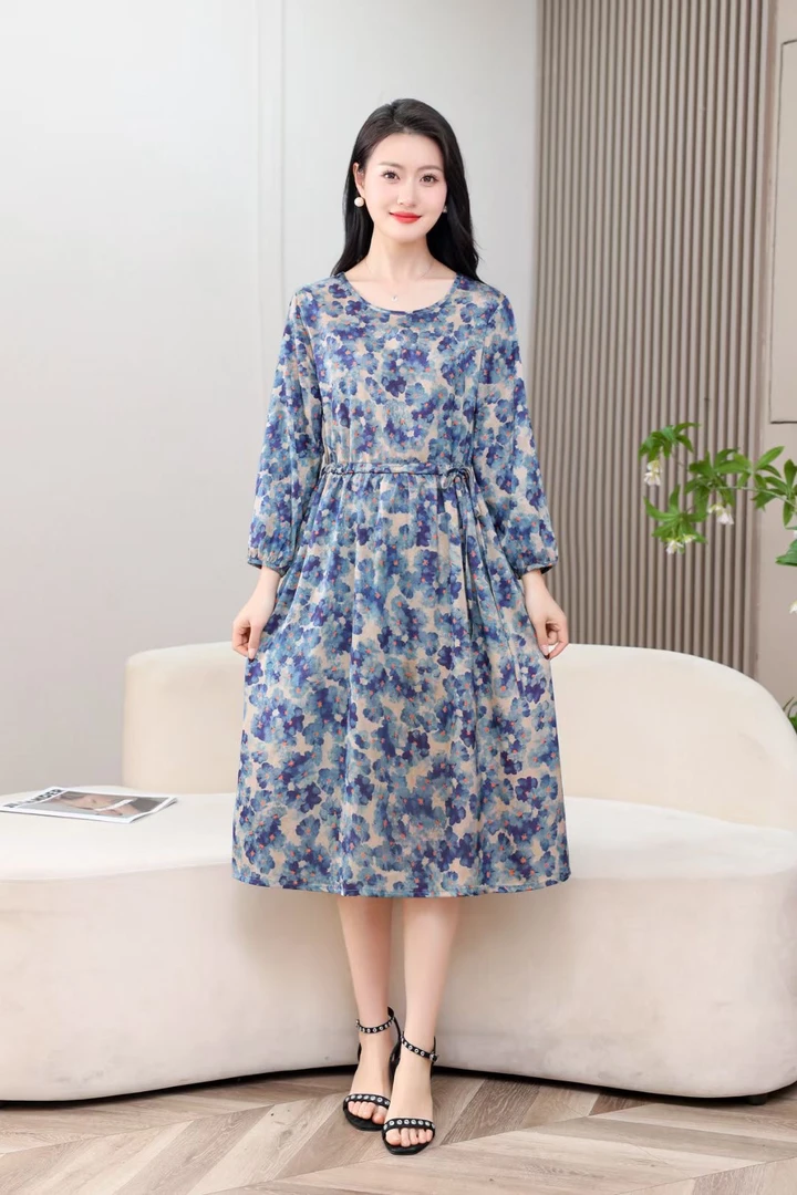 2505《粉丝专享》花罗气质收腰显瘦女人味连衣裙
