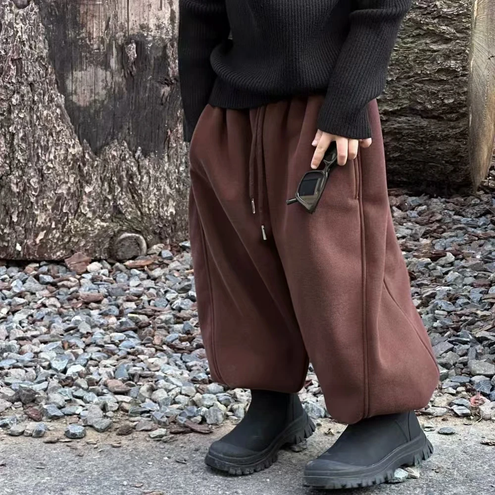 【LAOHE】KZ-23012休闲加绒宽松 棉布长裤 韩版 洋气时尚百搭休闲