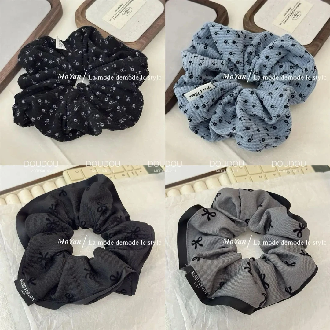 韩版高级感植绒蝴蝶结大肠发圈发绳气质丸子头发高弹力头绳橡皮筋