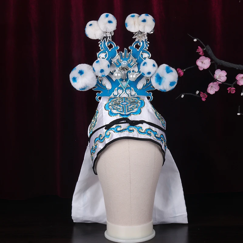 戏曲头饰软扎巾京剧武生巾武将盔帽定军山大靠帽黄忠软帽花扎巾