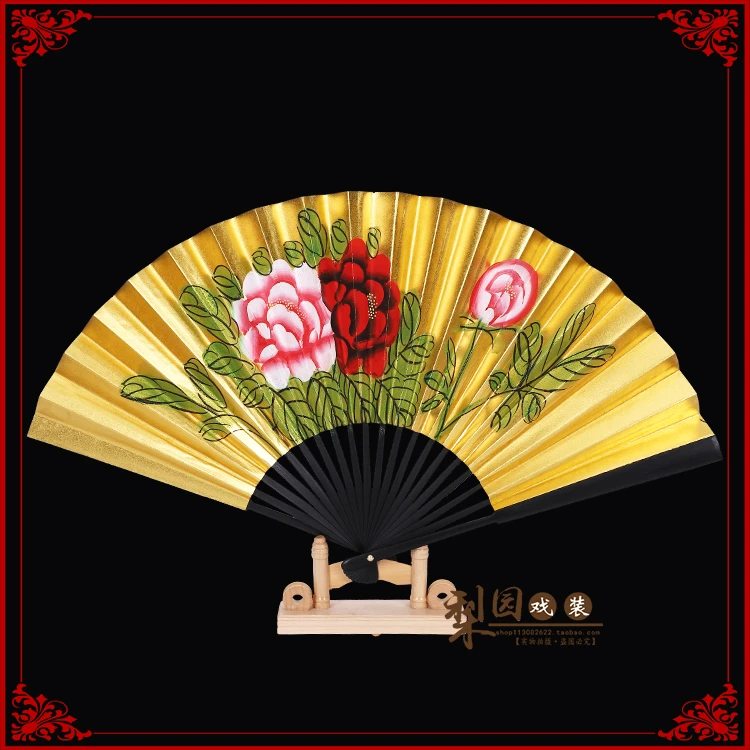 戏曲戏剧贵妃醉酒牡丹折扇/小生花旦金扇 手工绘画8寸9寸金扇折扇