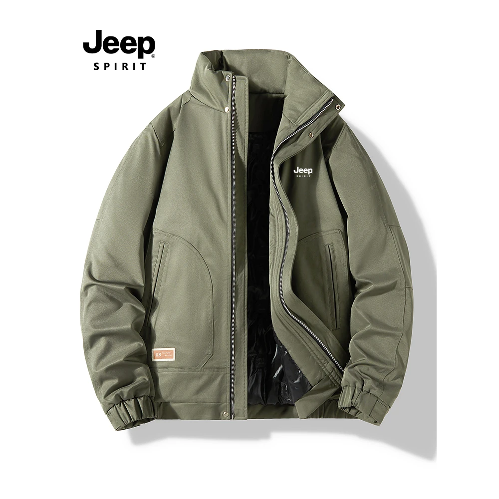 Jeep棉衣男士冬季新款加厚保暖工装立领面包服棉袄休闲棉服外套男