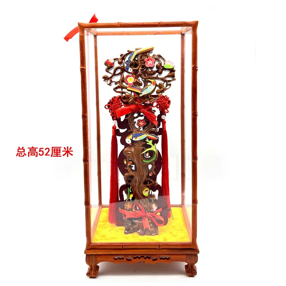 泰山鸿运阁泰山鸿运阁桃木如意40厘米高喜上眉梢花鸟吉祥如意