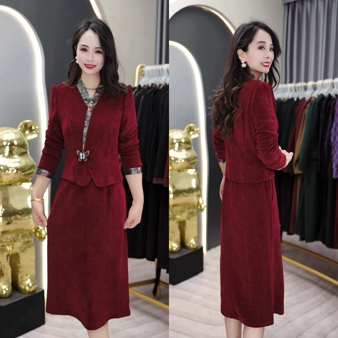 2024秋装新款长袖时尚气质柔软亲肤修身显瘦遮肚子中长款连衣裙