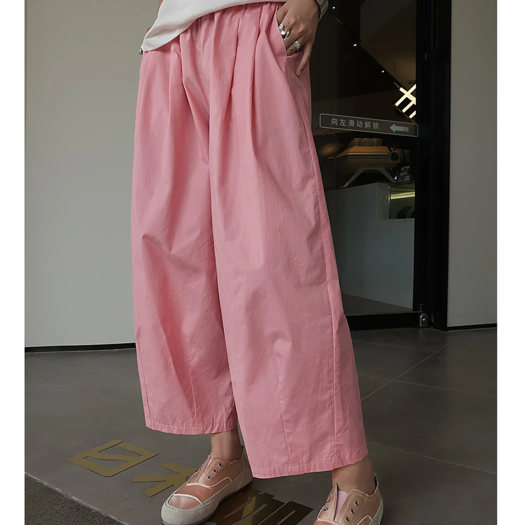 【高智淡人】夏女薄款100棉高支高密BOBO气球裤八分宽松休闲松紧腰
