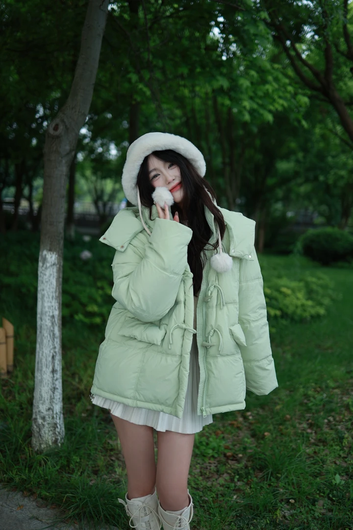 【棉花糖】2024新款韩版连帽糖果色加厚羽绒服女款宽松百搭薯片的店