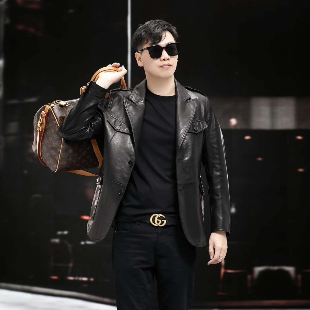 Y3021 海宁男士轻奢皮衣 赫本山羊皮 翻领夹克真皮外套