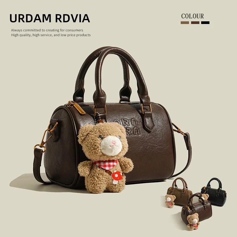 URDAM RDVIA小众设计包包女2025新款复古单肩斜挎包手提圆筒包