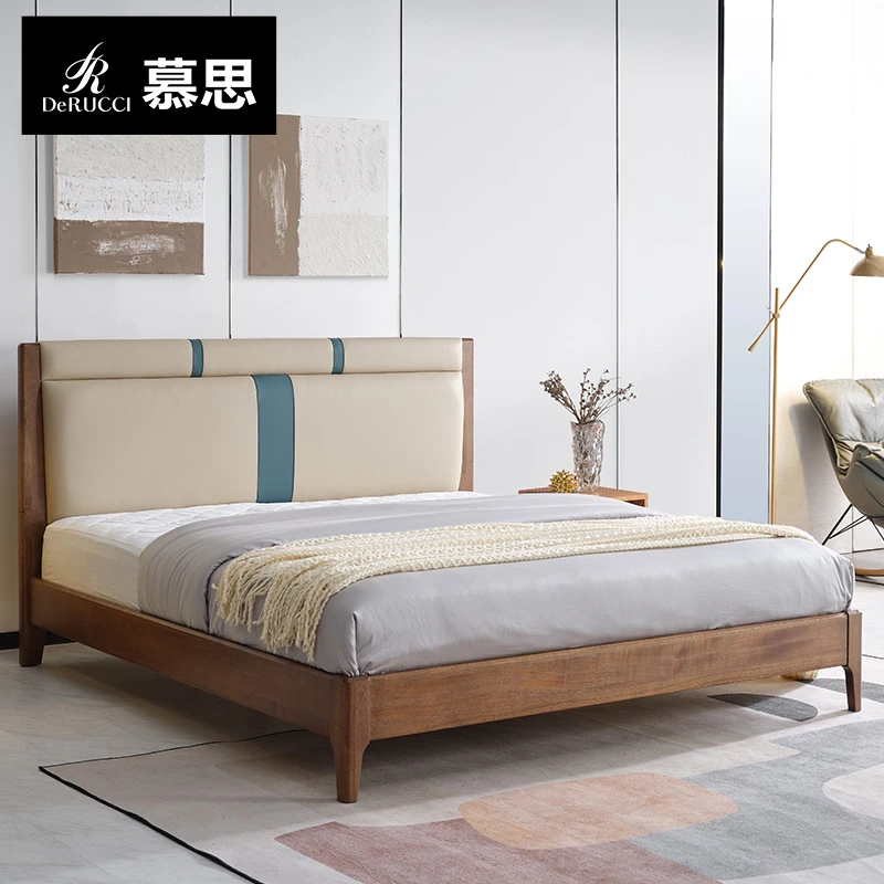 慕思床现代简约新中式实木床主卧双人大床金丝檀木进口实木床081