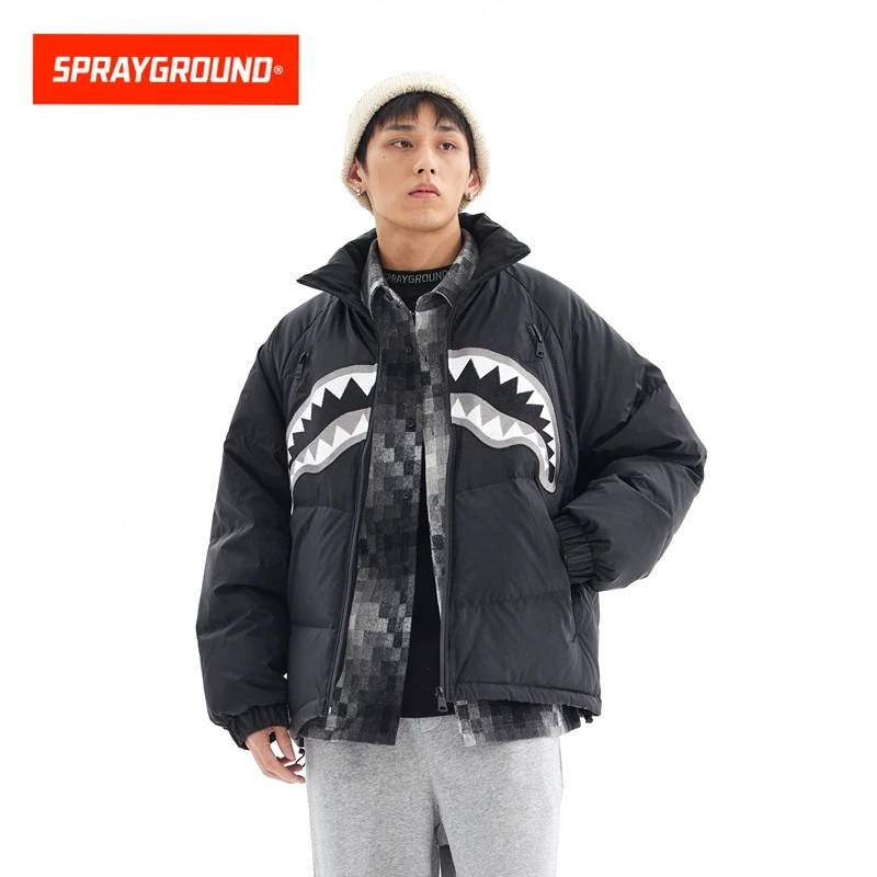 SPRAYGROUND鲨鱼嘴羽绒服纯色男冬季宽松HD WD841309