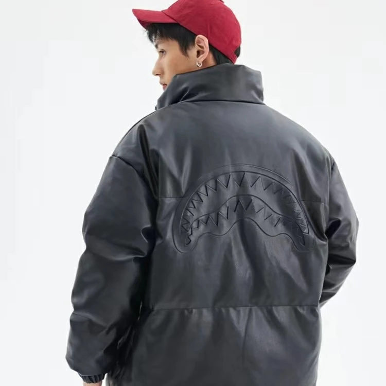 SPRAYGROUND鲨鱼嘴休闲保暖外套宽松情侣皮质羽绒服HD WD841305