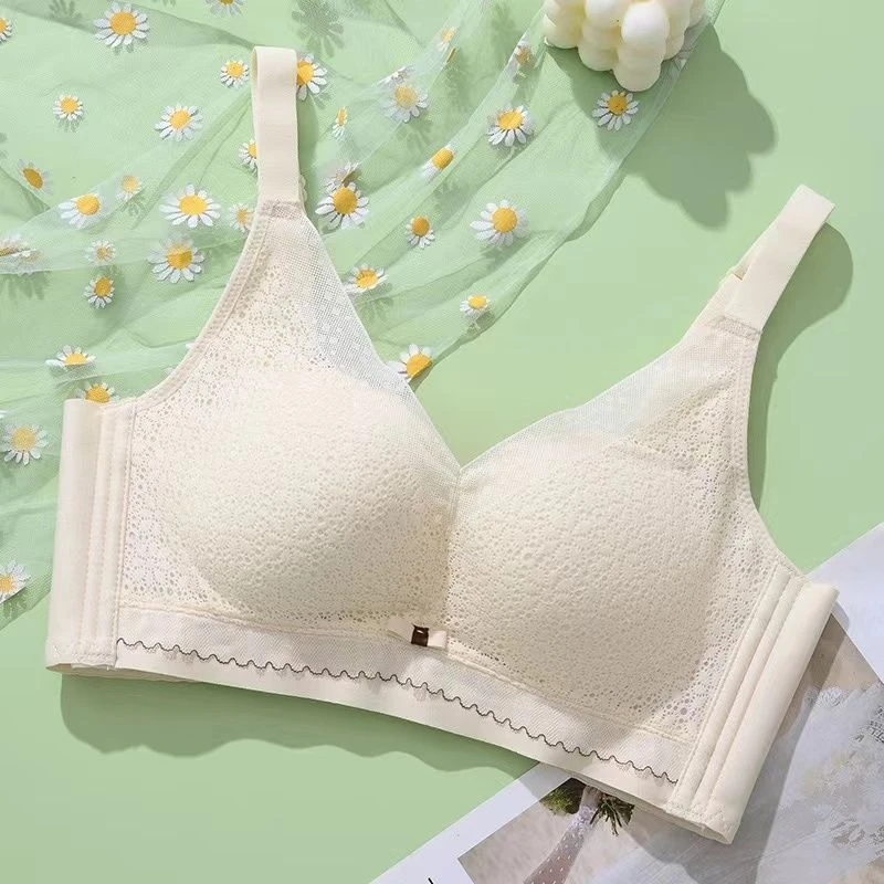 新款纸片杯AB杯通用薄款简约内衣透气棉无磁月牙片聚拢无磁文胸罩