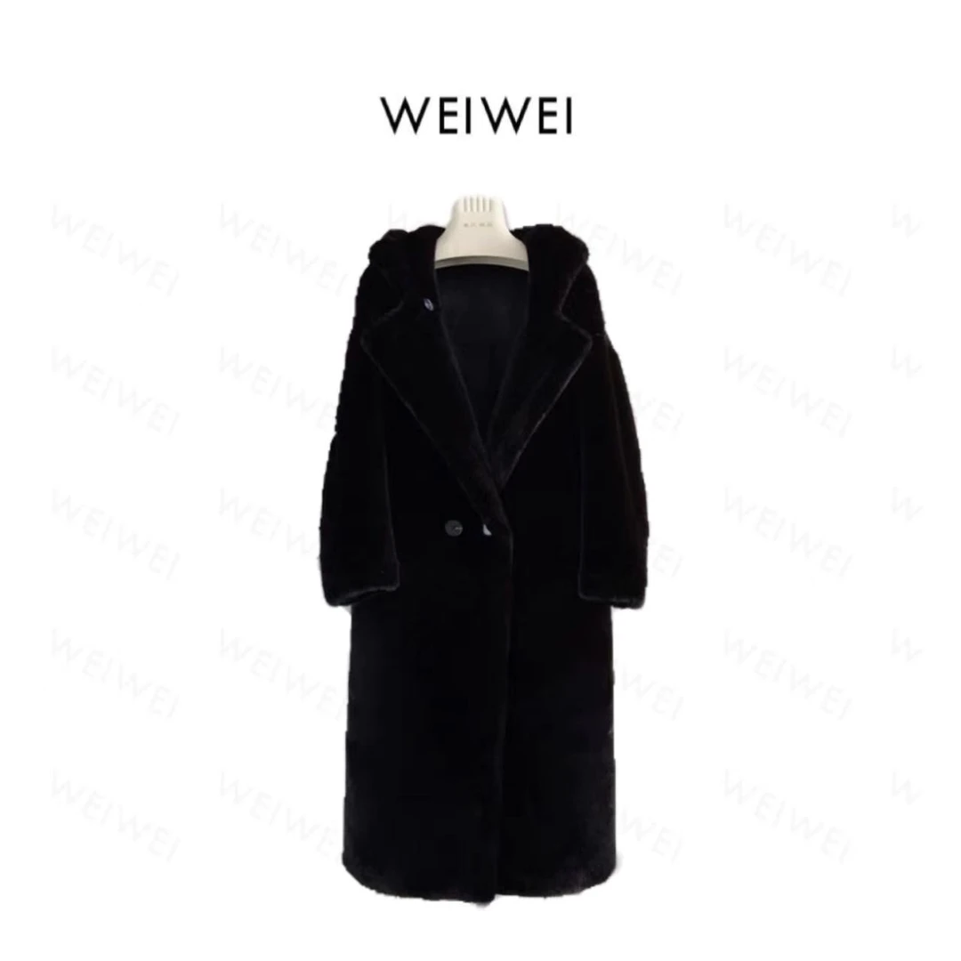 2024新款长款气质连帽保暖环保毛毛外套