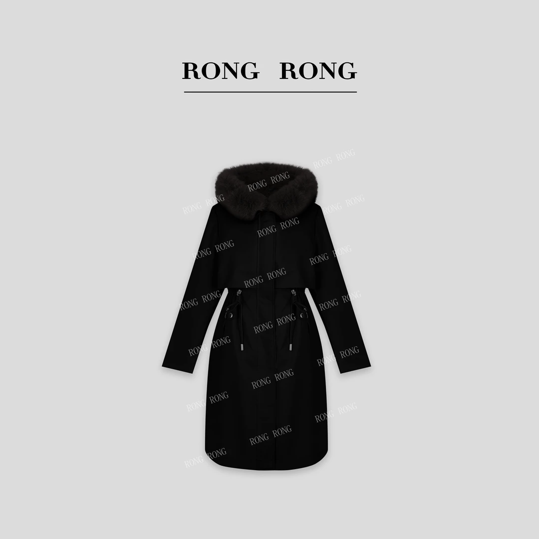 RONGRONG溶溶 狐狸毛领狐狸门襟兔毛内胆可拆卸女士派克服0413