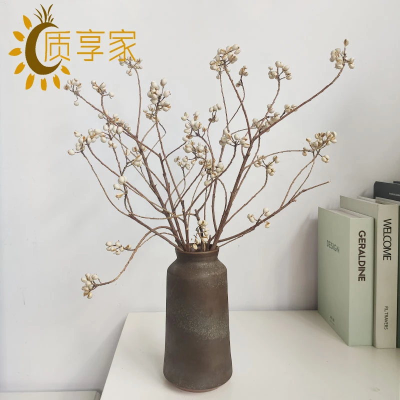 质享家【小白果干花花束摆件】天然风干真花侘寂风新中式装饰摆件